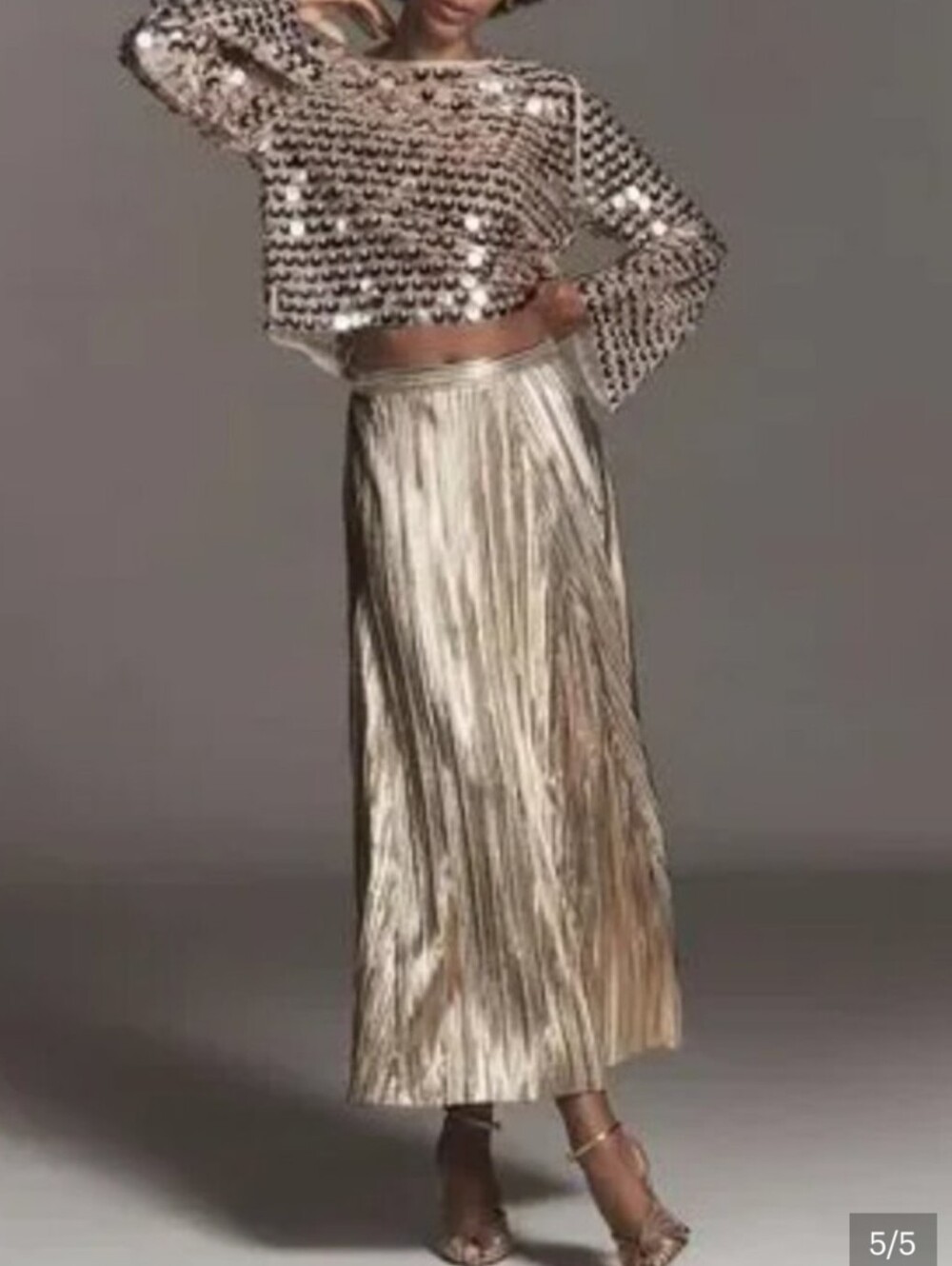 By Anthropologie Gold Metallic Midi Dress